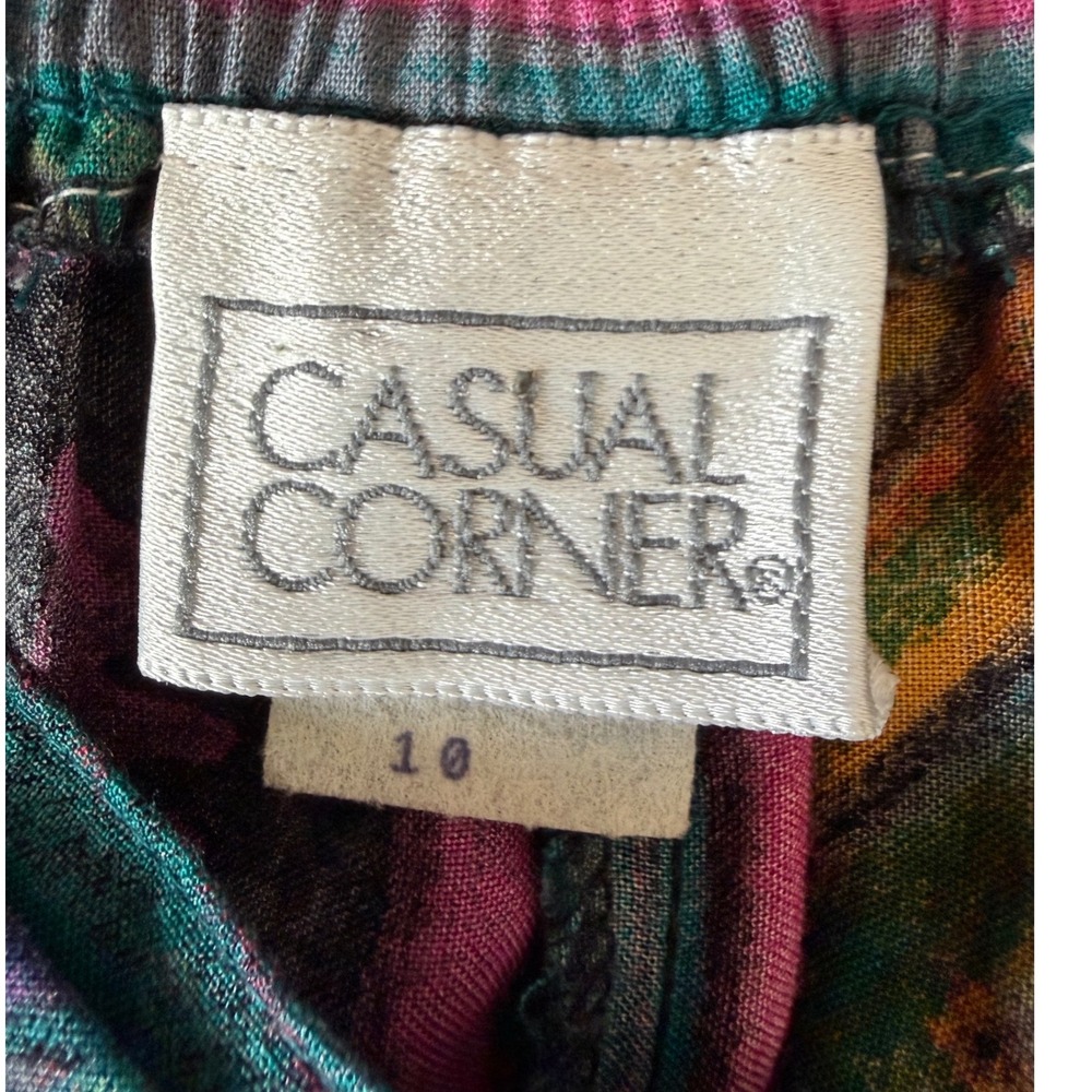 VTG Casual Corner Rayon 2pc Set 8 10 Teal Floral Poetcore Boho Artsy Festival - Picture 5 of 16